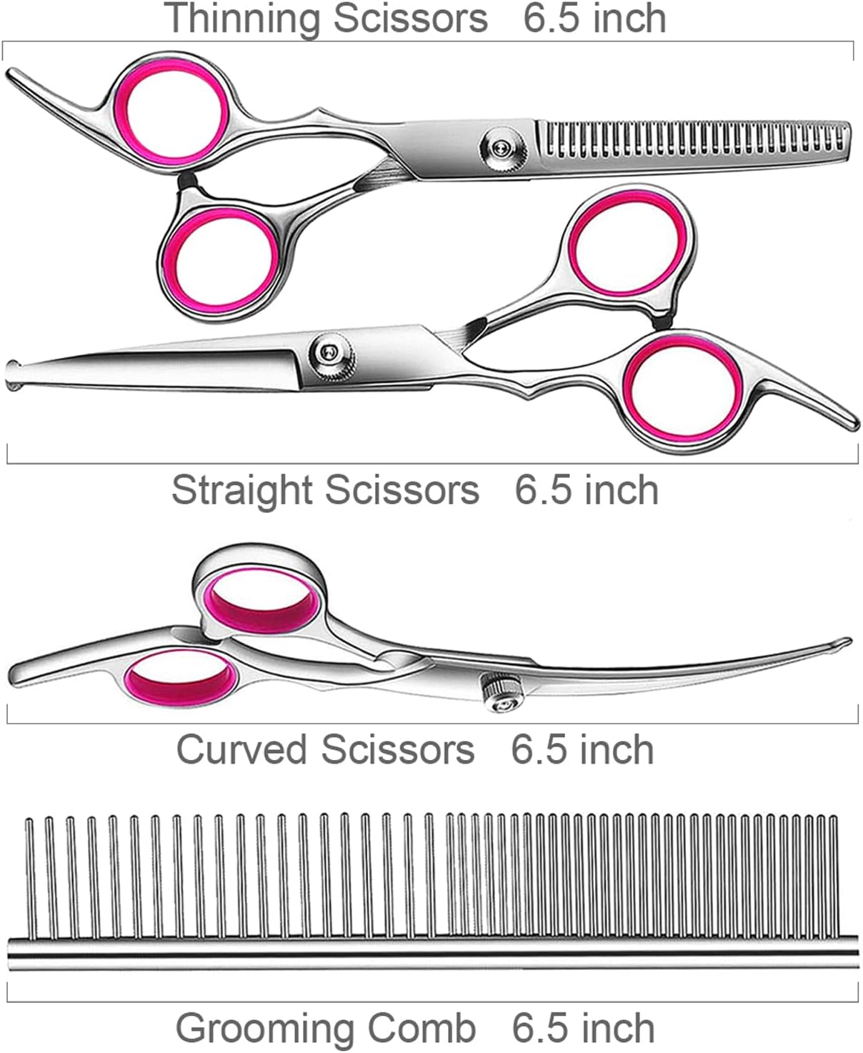 5 in1 Dog Grooming Scissors Kit, Professional Dog Scissors for Grooming with Safety Round Tips, Titanium Coated Grooming Shears for Dogs Cat Pet At Home - Image 6