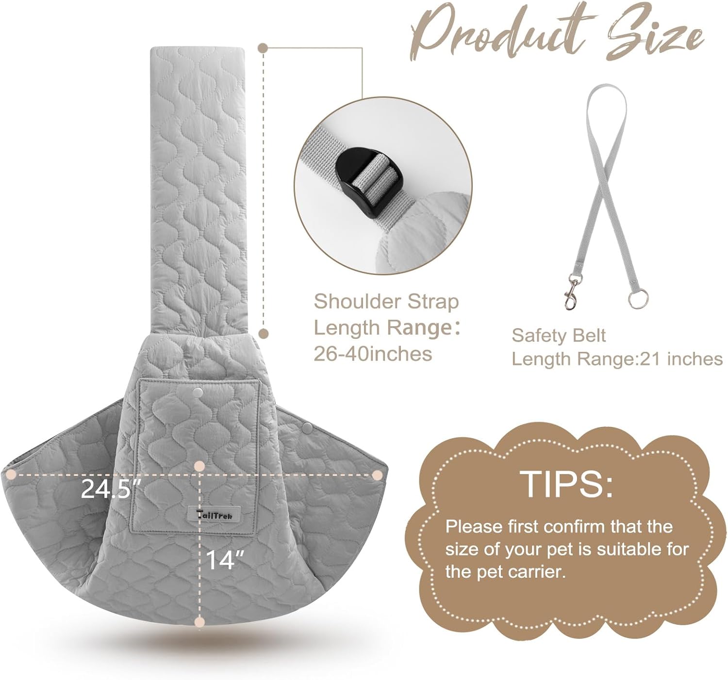 Dog Sling for Small Dogs, Hands Free Dog Sling Carrier, Padded Adjustable Pet Soft Carrier with Adjustable Shoulder Strap, Travel Safety Harness Machine Washable for Small Cats Puppy Outdoor - Image 2