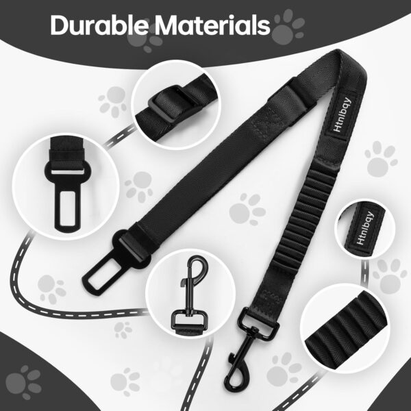 Thickened Dog Seat Belt for Car, 3 Pack Set Retractable Dog Car Leash Adjustable Dog Seat Belt for Vehicle Nylon Pet Safety Seat Belts Heavy Duty & Elastic,Seat Belt for Large Dogs in Car, Black - Image 4