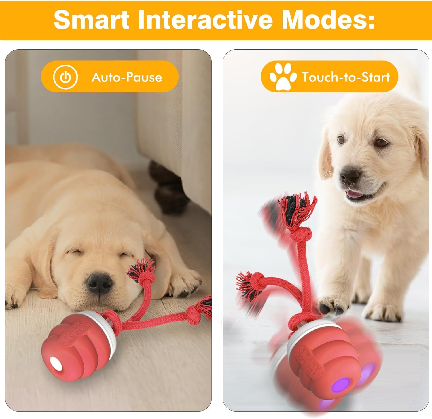 Interactive Dog Toys for Boredom- Rechargeable Electric Dog Balls, Dog Toys to Keep Them Busy, Automatic Moving Dog Products, Interactive Puppy Dog Toys Ball (Crimson) - Image 6
