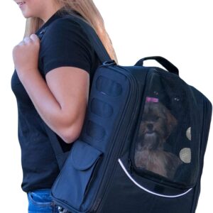Pet Gear I-GO2 Escort Roller Backpack, Travel Carrier, Car Seat for Cats/Dogs, Mesh Ventilation, Included Tether, Telescoping Handle, Storage Pouch, Onyx