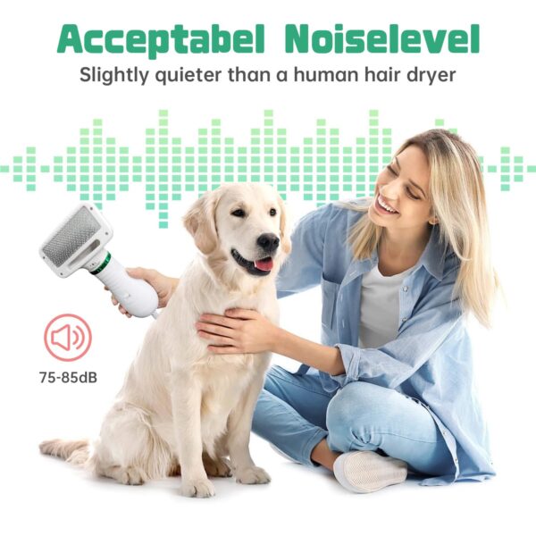 Dog Hair Dryer, 2-in-1 Dog Blow Dryer with Slicker Brush, 300W Pet Hair Dryer for Small and Medium-Sized Dogs and Cats, Dog Grooming Dryer Portable ＆ Adjustable Temperature - Image 6
