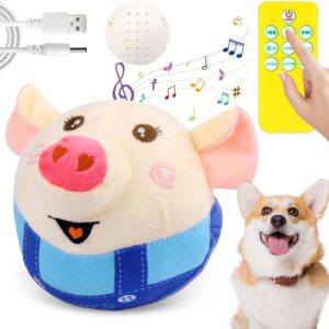 Interactive Dog Toys for Boredom, Squeaky Dog Toys with Recording and Music Modes, Rechargeable Jumping Moving Dog Chew Toys for Small/Medium/Large Dogs to Keep Them Busy (Blue Pig)