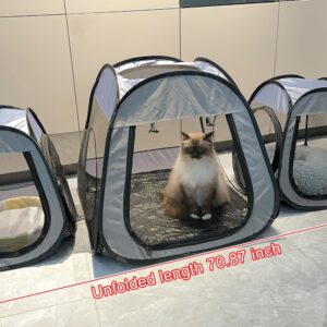Large Cat Playpen for Indoor Outdoor Cats Enclosed, Foldable Three-Trapezoidal Design for Better Standing, Portable Pet Tent for Kitten Puppy, Dog Play Enclosure with Removable Top Zipper