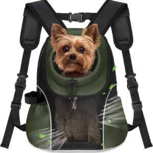 WOYYHO Pet Dog Carrier Backpack Small Dog Front Backpack Ventilated Mesh Dog Travel Back Pack with Safety Belt for Travel Hiking Cycling Outdoor Adventures (Size S: 2-4.5 lbs, Army Green)