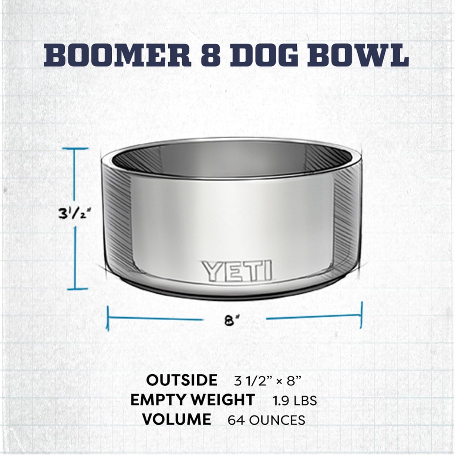 YETI Boomer 8, Stainless Steel, Non-Slip Dog Bowl, Holds 64 Ounces - Image 4