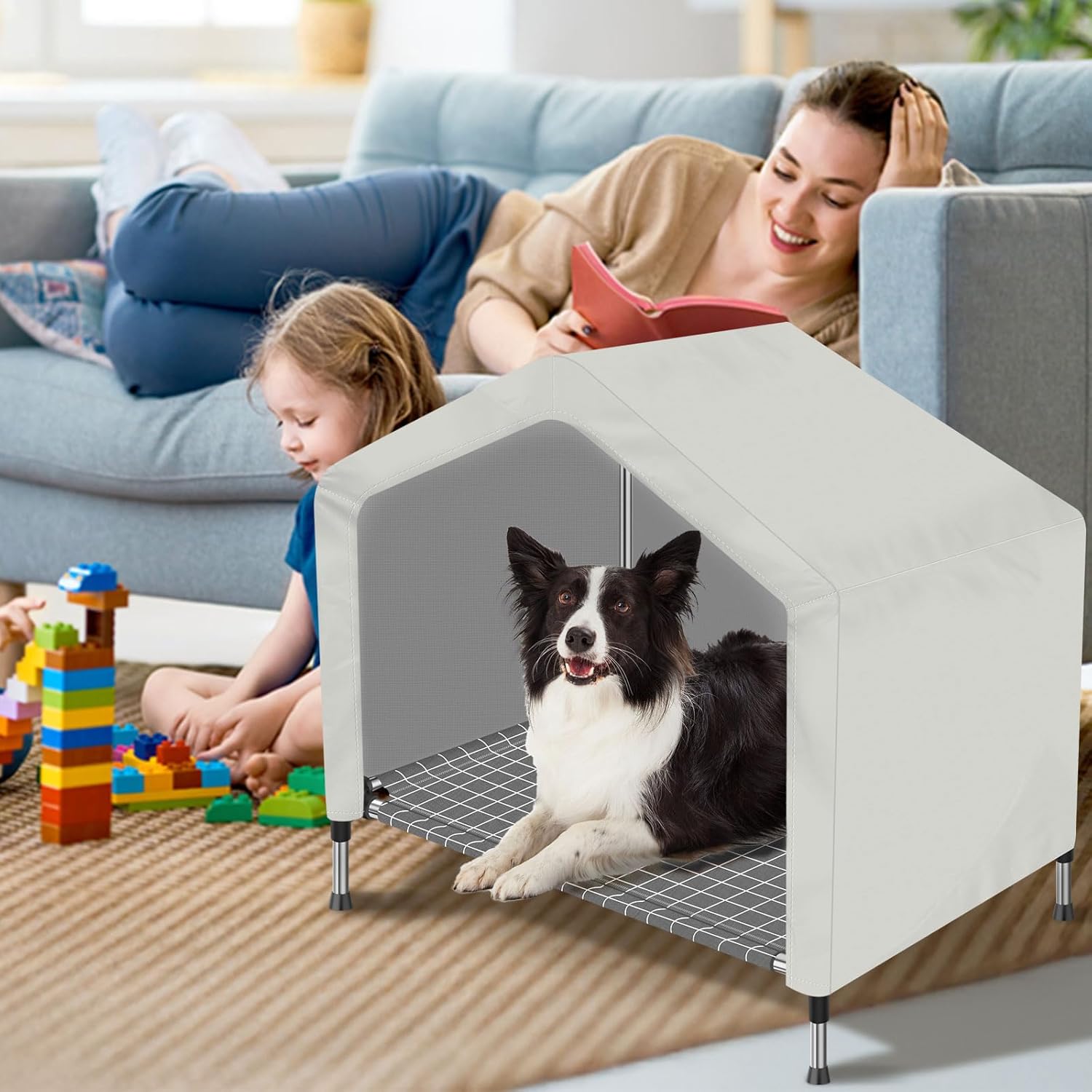 Elevated Dog House for Outdoor or Indoor - Waterproof Dog Tent Cat House, Dog Sunshade Tent, Pet House with Removable Cover, Suitable for Medium Cats Dogs - Image 7
