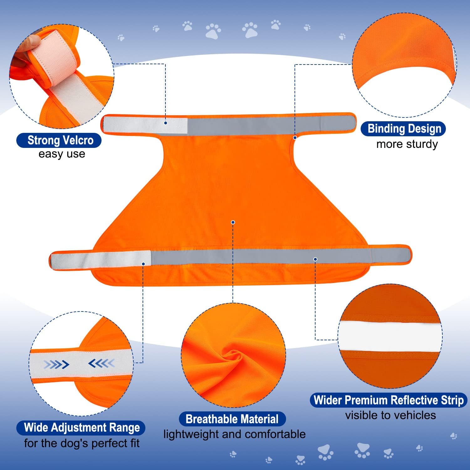 DQGHQME Blaze Orange Dog Vest High Visibility Outdoor Dog Safety Vest,Dog Hunting Vest Reflective Dog Vest Make Your Dog More Visible and Safe in Hunting Season or For Dog Night Walking,Activities - Image 4