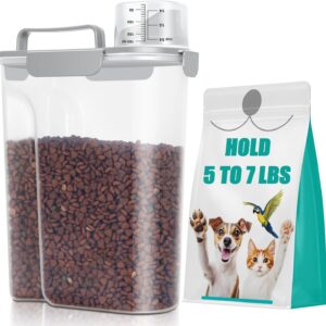 TBMax Dog Cat Food Storage Container 5 to 7 lbs, Airtight Pet Food Dispenser with Easy-Pouring Spout & Measuring Cup, Portable Kibble Container for Travel Dog Food Storage