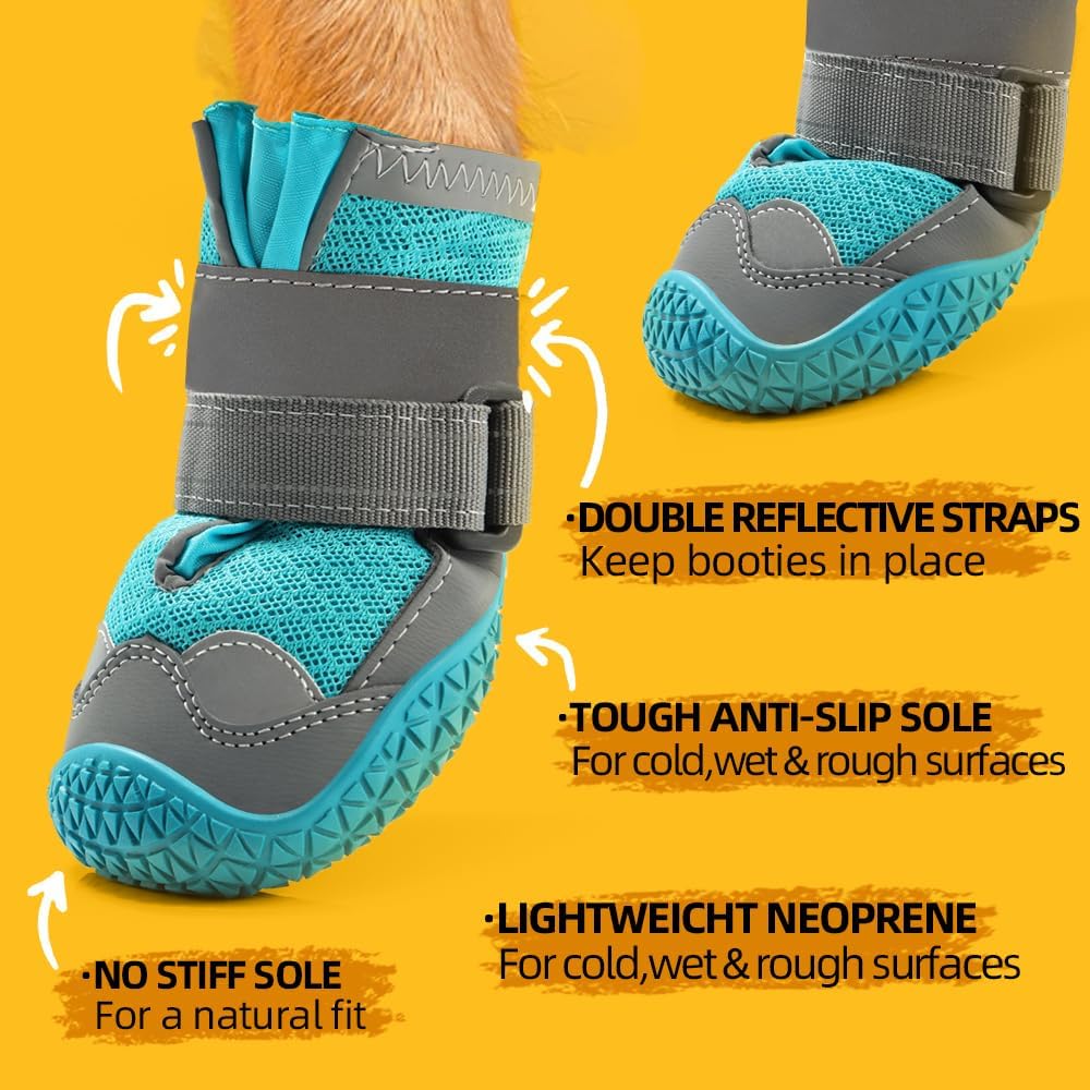 Dog Shoes for Small Dogs, Dog Boots & Paw Protectors for Hardwood Floors, Outdoor Dog Booties for Hot Pavement Winter Snow Hiking, Breathable Dog Shoes with Reflective Strips Size 2 - Image 5