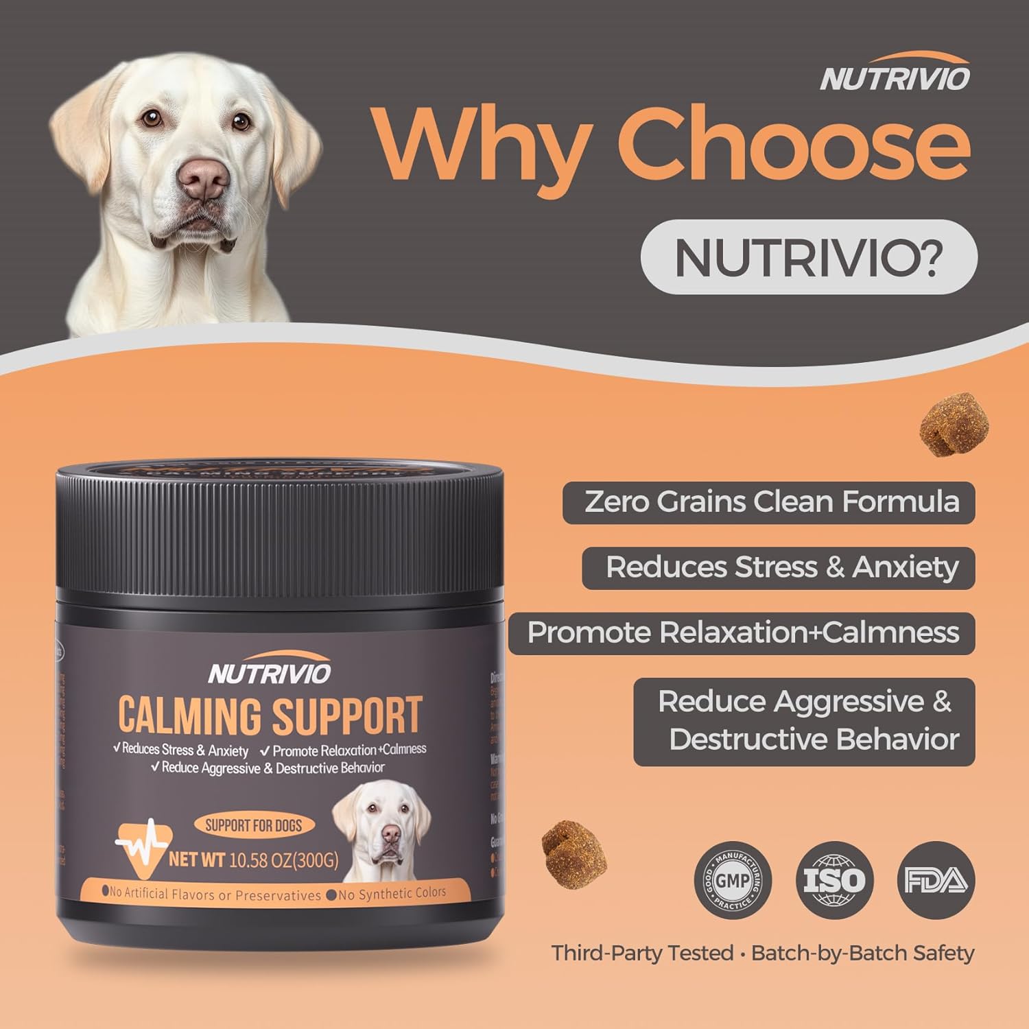Calming Chews for Dogs with Melatonin, Chamomile & L-Theanine - Promotes Relaxation, Reduces Stress Anxiety, Motion Sickness Relief - Tasty Soft Chews in Natural Chicken Flavor-300g - Image 7