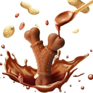 Peanut Butter Flavored Nylon Dog Bone- Indestructible Chew Toy for Aggressive Chewers, Puppy Teething & Dental Hygiene - Small Dog Toys to Keep Them Busy, Indestructible Dog Toy, Best Dog Toys