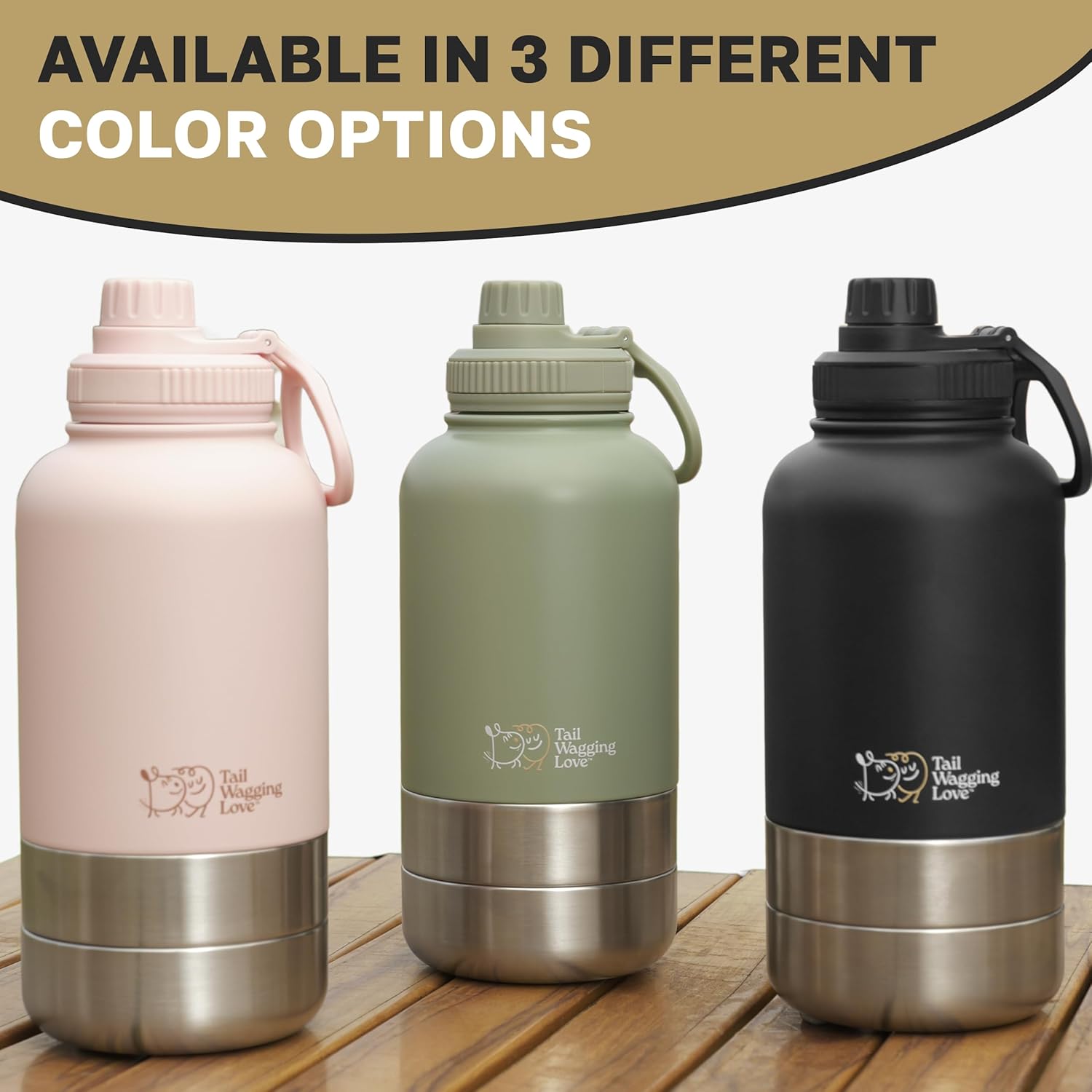 32oz 3-in-1 Portable Travel Water Bottle, Food & Hydration Bottle - Dual Use for Humans & Pets with Detachable Bowls, Stainless Steel, Keeps Water Hot for 6hrs & Cold for 12hrs - Image 8