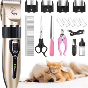 Dog Clippers for Grooming, Low Noise, Electric Quiet, Adjustable Clipper Comb for Dog Grooming Kit, Pet Hair Thick Coats and Paw Trimmer