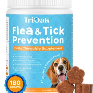 Flea and Tick Prevention for Dogs Chewable: Natural Soft Dog Treats, Oral Pet Treatment for Dogs Health & Immunity - Daily Supplement & Repellent Chews for Small, Large Dog, Puppy Flea & Tick Control