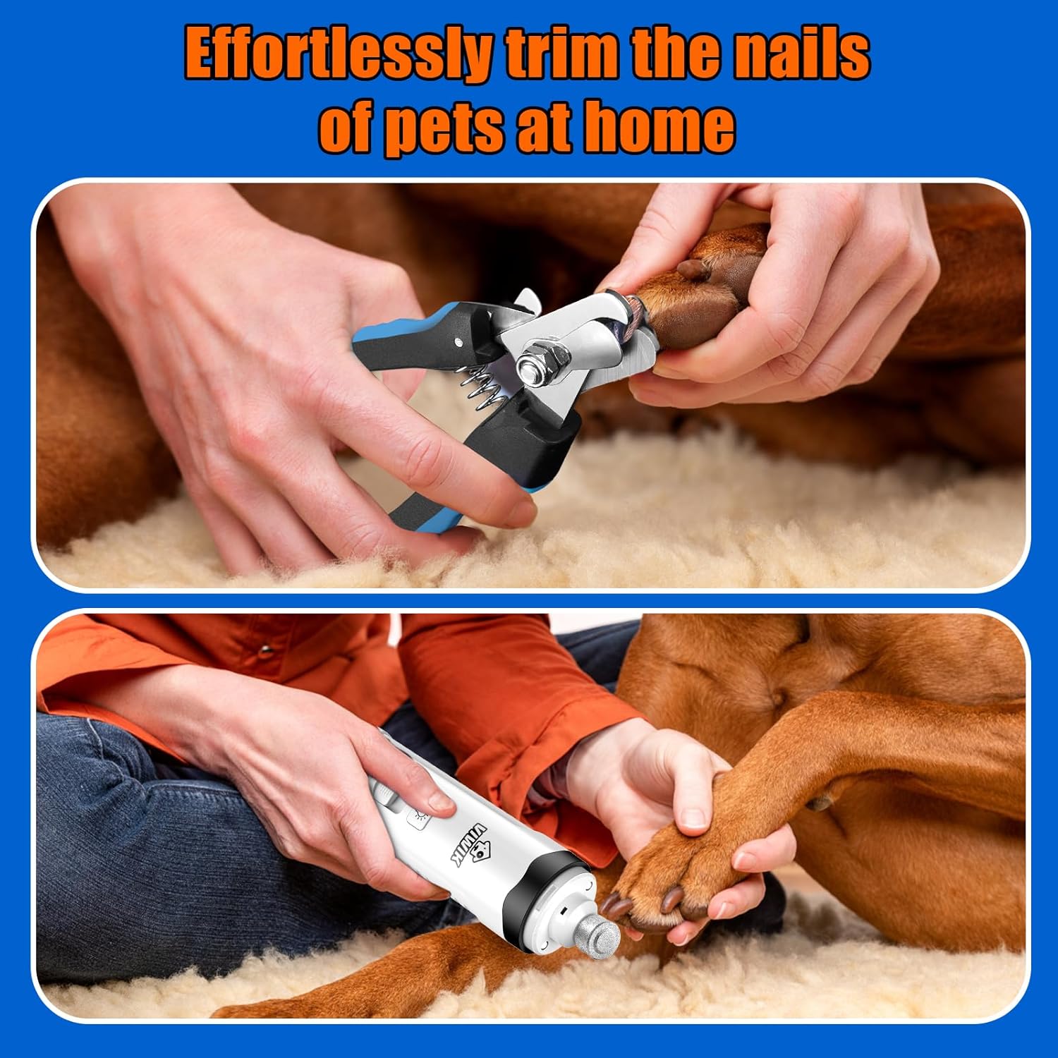 VIWIK Dog Nail Grinder with 2 LED Light, Dog Nail Trimmers, Quiet Dog Nail Clippers Kit for Large Medium Small Dog's Paw & Cat's Claw, Electric 2-Speed Pet Toenai Grinder, Gifts for Dog Lovers - Image 7