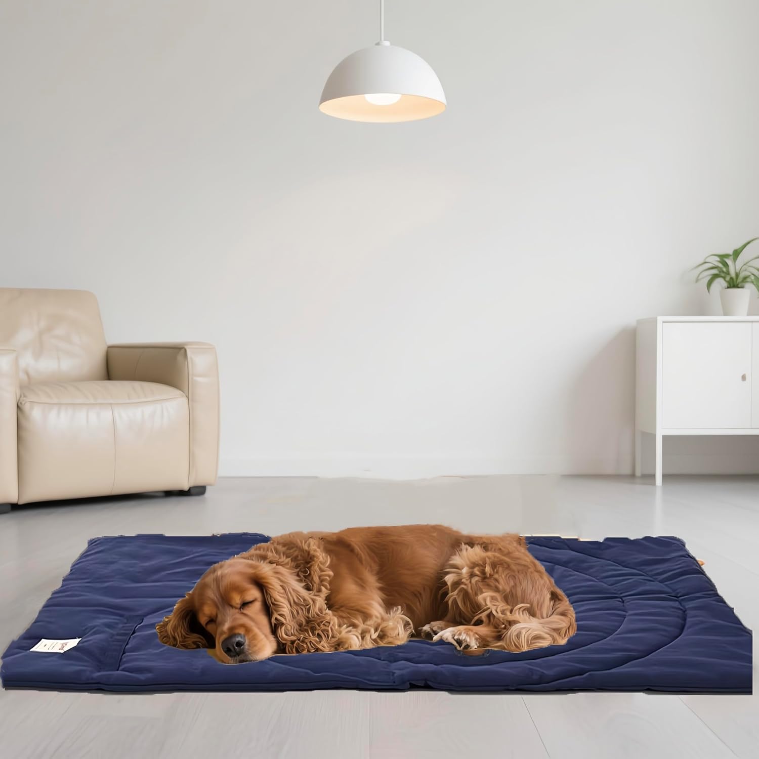 Foldable Waterproof Dog Mat | 37.4"x25.6" Portable Camping Travel Bed with Handle | All-Breed Training Pad, Machine Washable | Blocks Moisture, Easy Clean for Outdoor Adventures (Yellow) - Image 6