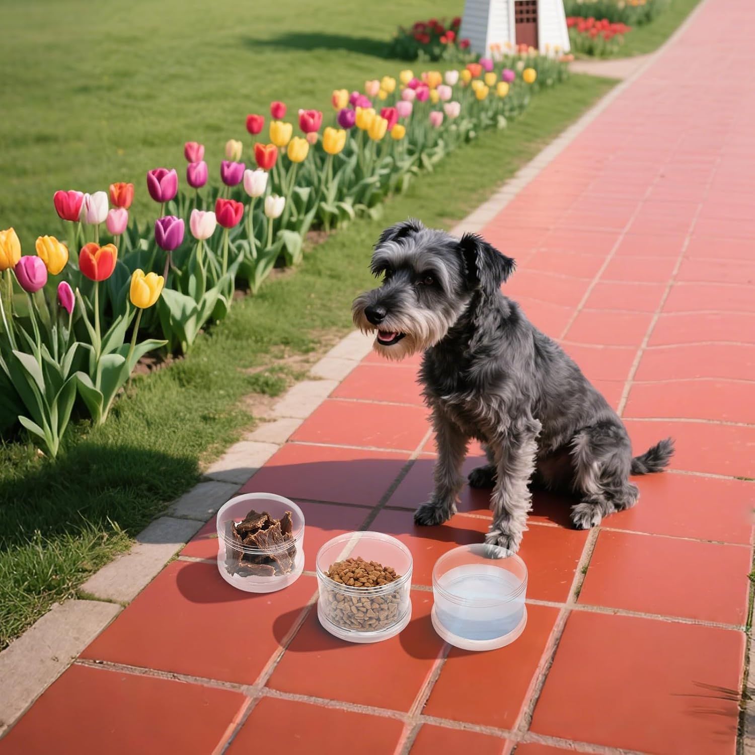 Travel Dog Food Container,Dog Food Container with Seal,Keep Food Dry,Easy to Carry with a Handle,Travel Dog Water Bowl,Essential Items for Walking Your Dog and Traveling - Image 6