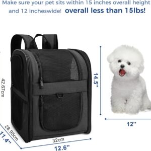 Apollo Walker Dog & Cat Carrier Backpack for 4-15lb Pets – Ventilated Safe Design with Padded Back Support, Breathable Mesh Pet Backpack for Hiking, Travel, Outdoor (Black)