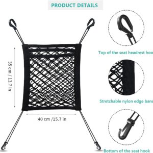 Dog Car Net Barrier 3 Layer 15.7”×13.7” with Auto Safety Mesh Organizer, Stretchable Storage Bag Backseat Mesh Universal for Cars, SUVs -Easy Install, Safer to Drive with Pets and Children