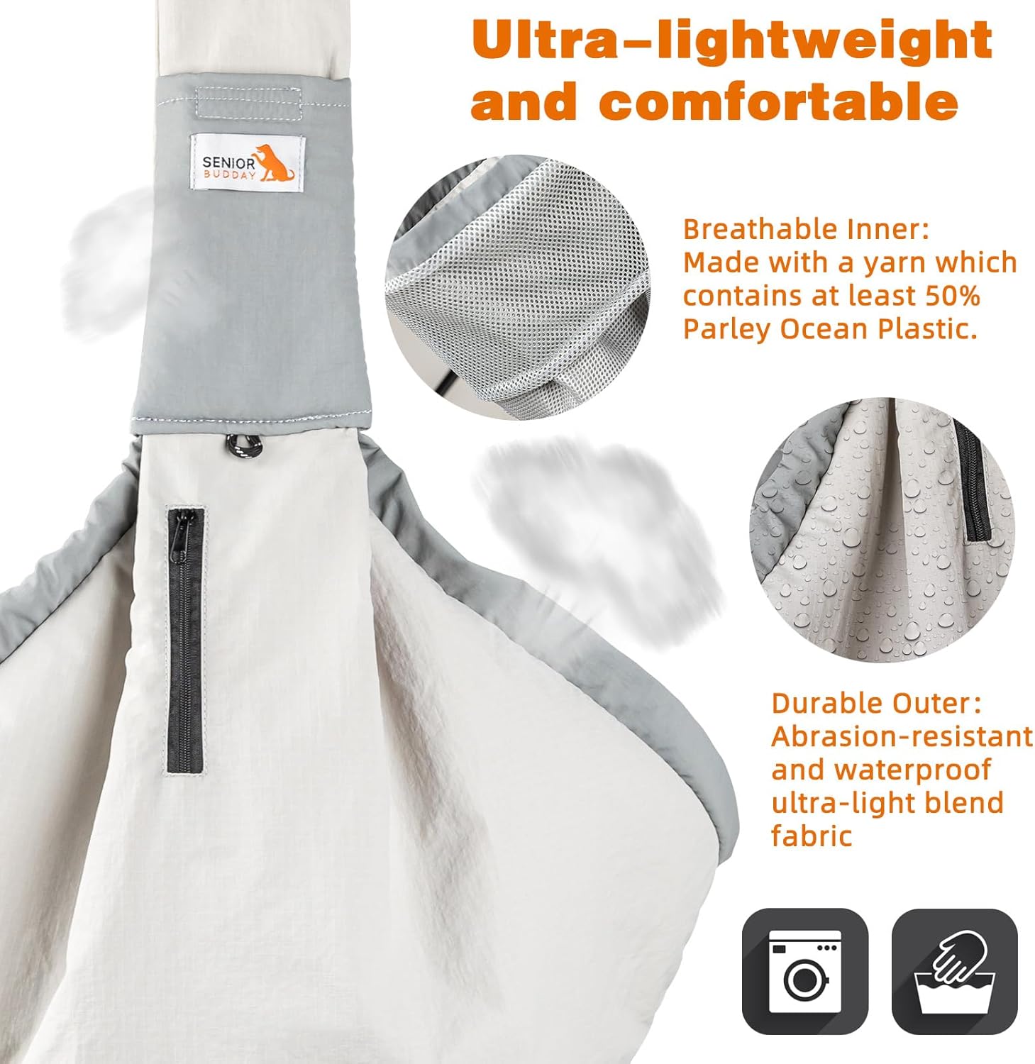 Dog Carrier Sling,Dog Carriers for Small Dogs & Cats Up to 20lbs,Puppy Carrying Backpack Pet Purse with Pockets,Adjustable Shoulder Strap,Hands Free for Travel (Grey) - Image 4