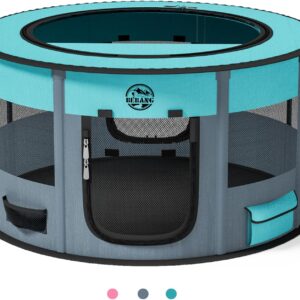 Playpen for Dogs, 44"*44"*24" Large Foldable Pet Play Pens Indoor Outdoor Exercise Pen with Carrying Case Food Bowl for Cat Puppy Rabbit Grey
