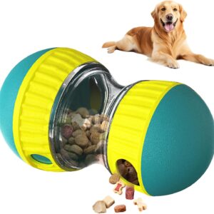 Slow Feeder Dog Toy, Interactive Treat Dispenser & Puzzle Ball for Fast Eaters, Mental Stimulation, Boredom Relief, Food-Grade ABS, Adjustable Difficulty for Small & Large Dogs, Green