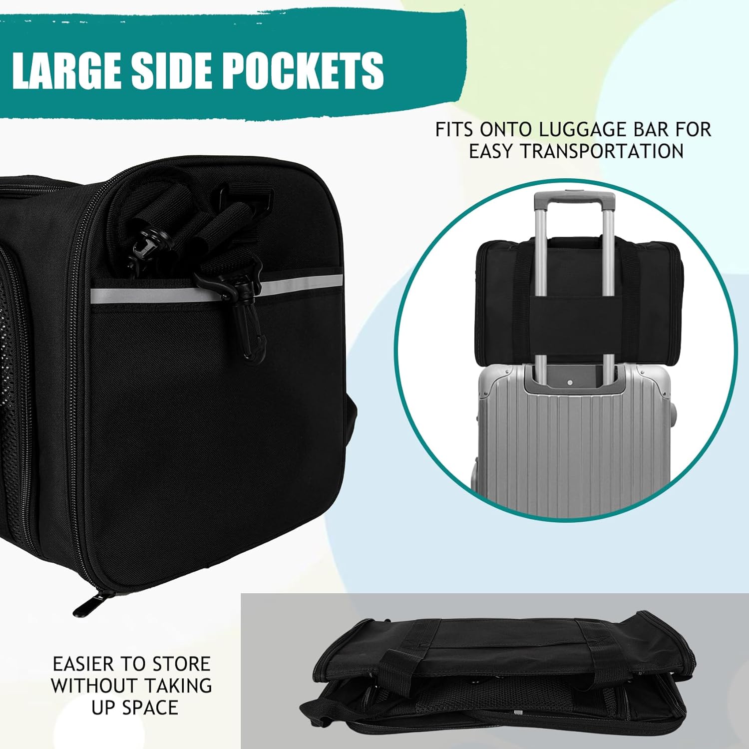 Top tasta Dog Cat Carrier Pet Carriers for Small Medium Large Cats Dogs Carrier Soft Sided Small Puppy Dog Carrier Portable Foldable Airline Approved Dog Cat Travel Carrier Black Medium - Image 5