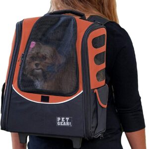 Pet Gear I-GO2 Roller Backpack, Travel Carrier, Car Seat for Cats/Dogs, Mesh Ventilation, Included Tether, Telescoping Handle, Storage Pouch, 2 Models, Available 12 Colors