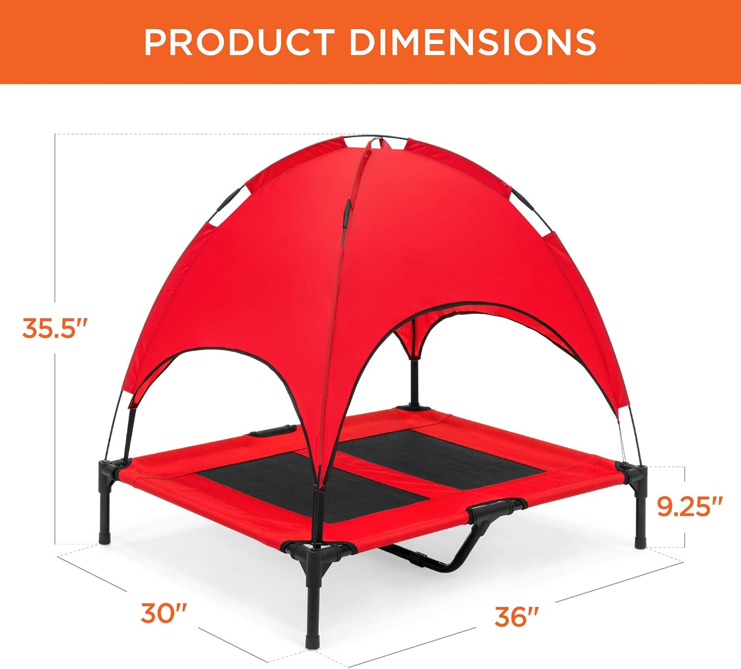 Best Choice Products 36in Elevated Cooling Dog Bed, Outdoor Raised Mesh Pet Cot w/Removable Canopy Shade Tent, Carrying Bag, Breathable Fabric - Red - Image 7