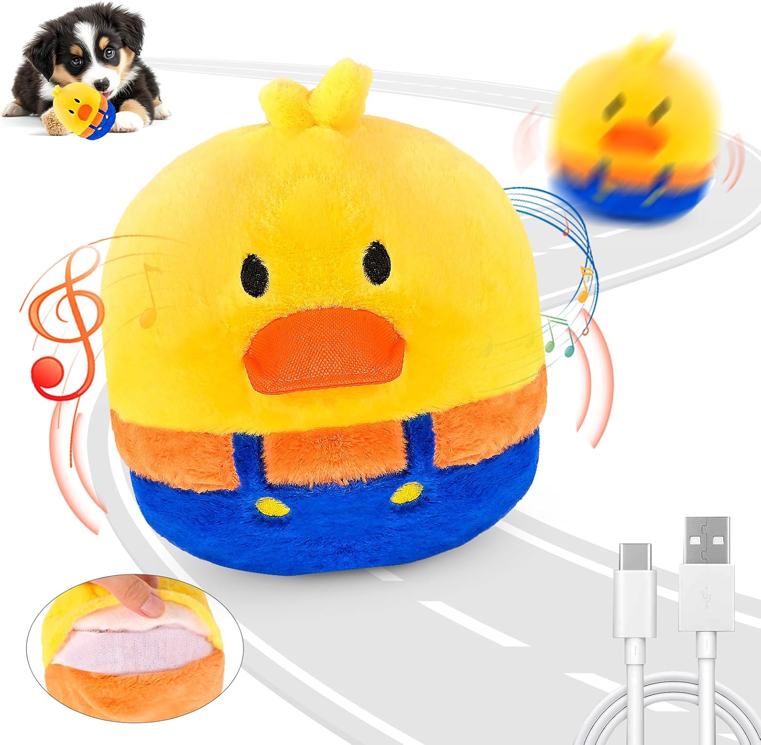 Interactive Dog Toys For Small & Medium Dogs, Rechargeable Vibrating, Jumping ,Talking & self-Moving Dog Toys, Puppy Toys To Keep Them Busy, Anxiety Relief & Boredom Buster for Indoor Play (5 Inch)