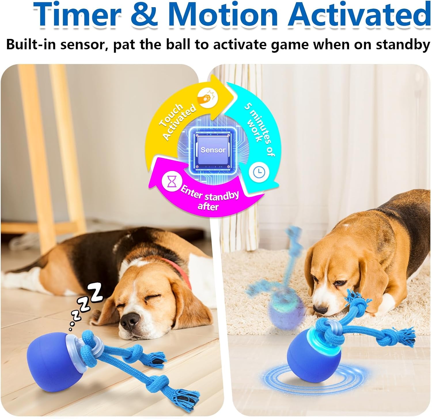 Interactive Dog Toys with Motion Activated, Squeaky Dog Toy Active Rolling Ball for Puppy and Medium Dogs, USB Rechargeable, Wicked Ball - Image 2