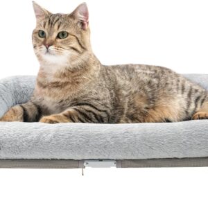 Sunhoo Elevated Cat Bed Foldable Raised Pet Hammock Self-Supporting Puppy Lounger with Off Floor Metal Frame Washable Cover for Small Dog Kitten Indoor Use 25.2x15.75x7.48 in（Grey）