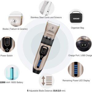 Dog Clippers for Grooming,Dog Grooming Kit for Heavy Thick Hair&Coats/Low Noise Rechargeable Cordless Hair Trimmer/Pet Shaver with Paw Trimmer for Small & Large Dogs Cats