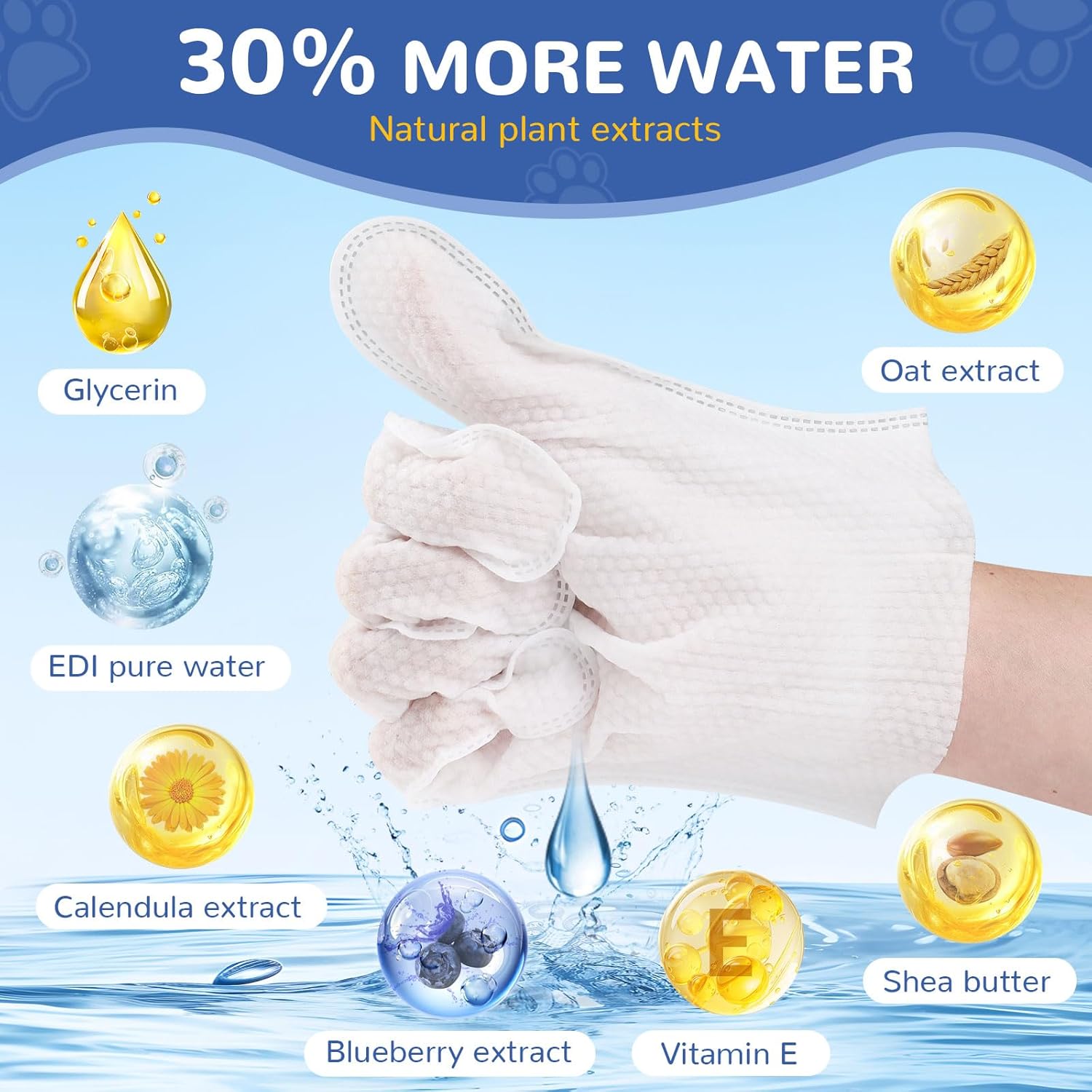 10 Pcs Pet Cleaning Glove Wipes for Dogs & Cats, Hypoallergenic Grooming Wipes, Dog Wipes for Paws and Buttocks, Dog Wipes Cleaning Deodorizing Suitable for Pet Dry Cleaning, Daily Care and Travel - Image 2