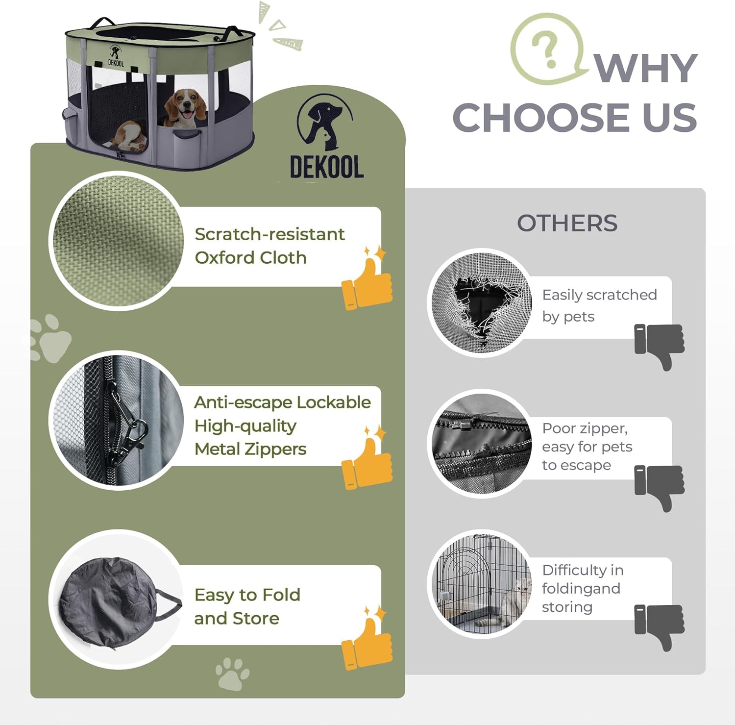 Foldable Pet Dog Playpen, Portable Dog Crate for Puppies, Cat, Rabbit, Puppy Play Pen for Indoors, Kennel Tent Crate for Indoor Outdoor Travel Camping Use with Carrying Case (Green, M) - Image 5