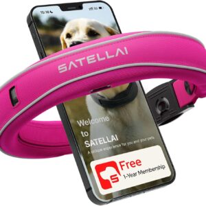SATELLAI GPS Dog Collar, Pink [Free 1-Year Membership] The Most Advanced Dog Wireless Fences with AI Analysis, Precise Position, 5-Day Battery, and IP68 Waterproof, Flexible Virtual Fencing for Dogs