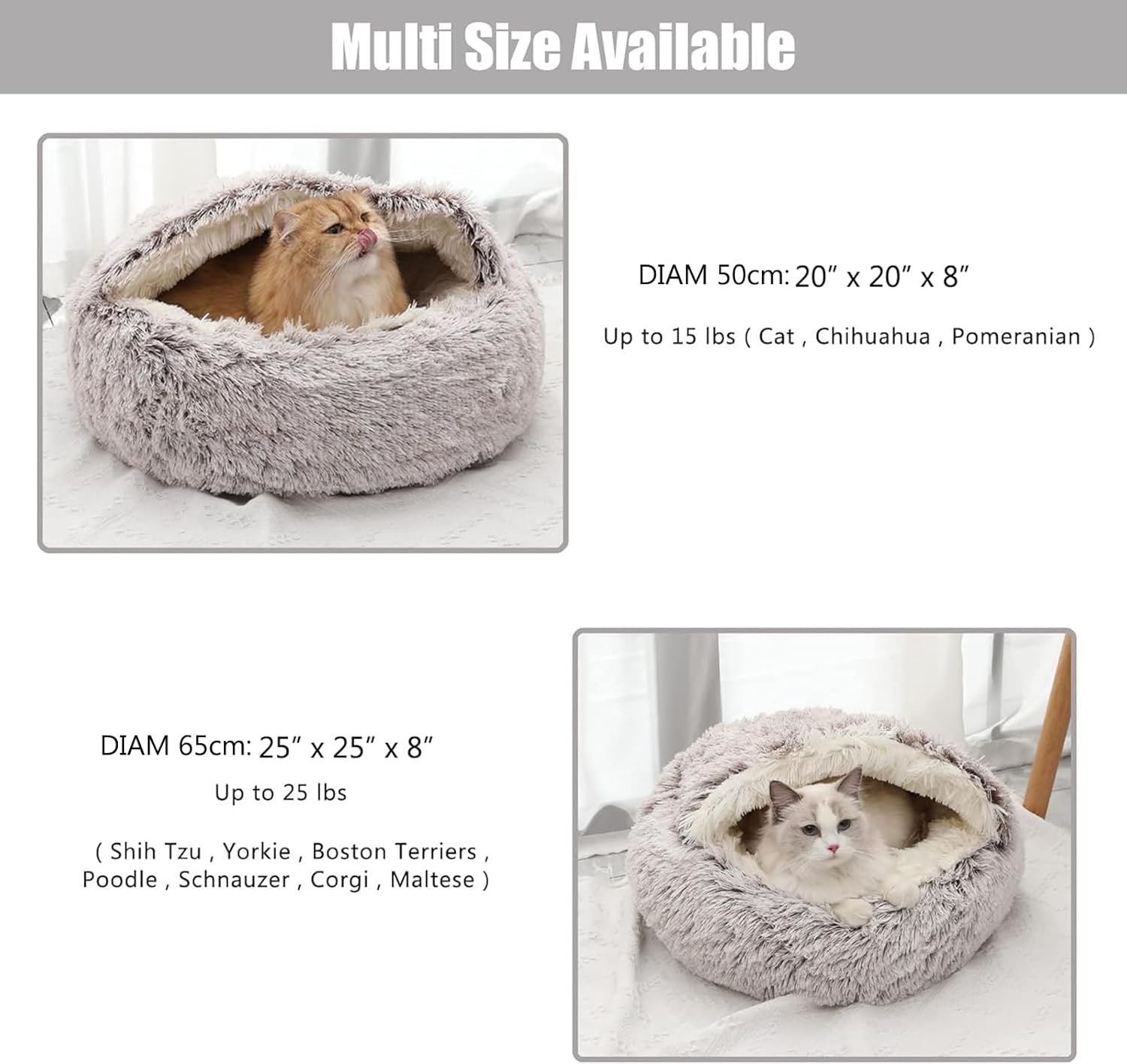 Calming Dog Bed Covered Donut Cat Cave Bed for Indoor Cats Dogs,Fluffy Plush Puppy Cushion Pet Bed Kitten Small Dog Soft Warm Donut Cave Bed Sleeping Bag Sleeping Pillow,Pink,50cm/19.69" - Image 5