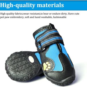 CovertSafe& Dog Boots for Dogs Non-Slip, Waterproof Dog Booties for Outdoor, Dog Shoes for Medium to Large Dogs 4Pcs with Rugged Sole Black-Blue