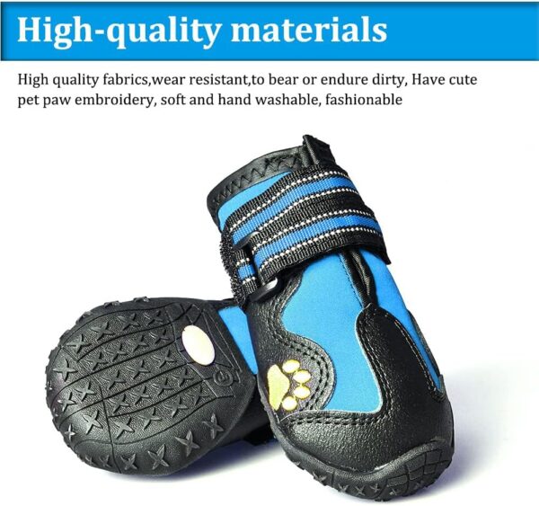 CovertSafe& Dog Boots for Dogs Non-Slip, Waterproof Dog Booties for Outdoor, Dog Shoes for Medium to Large Dogs 4Pcs with Rugged Sole Black-Blue - Image 2