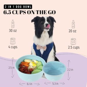 AVERYDAY 50 Oz Travel Dog Bowls with Lids, 2-in-1 Portable Pet Bowls for Food and Water, Leakproof Travel Dog Food & Water Bowl for Outdoor, Camping, Travel Dog Feeding Bowl, Daycare Pet Bowls