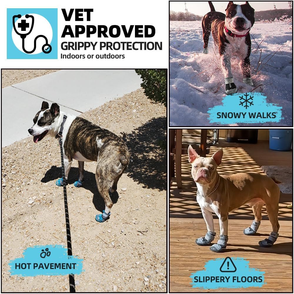 Dog Shoes for Small Dogs, Dog Boots & Paw Protectors for Hardwood Floors, Outdoor Dog Booties for Hot Pavement Winter Snow Hiking, Breathable Dog Shoes with Reflective Strips Size 2 - Image 2