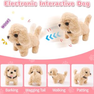 14PCS Dog Toys for Kids, Walking Barking Electronic Interactive Plush Puppy Toy with Carrier and Accessories, Pet Care Toy Set for Kids, for Girls and Boys 3 4 5 6+ Year Old