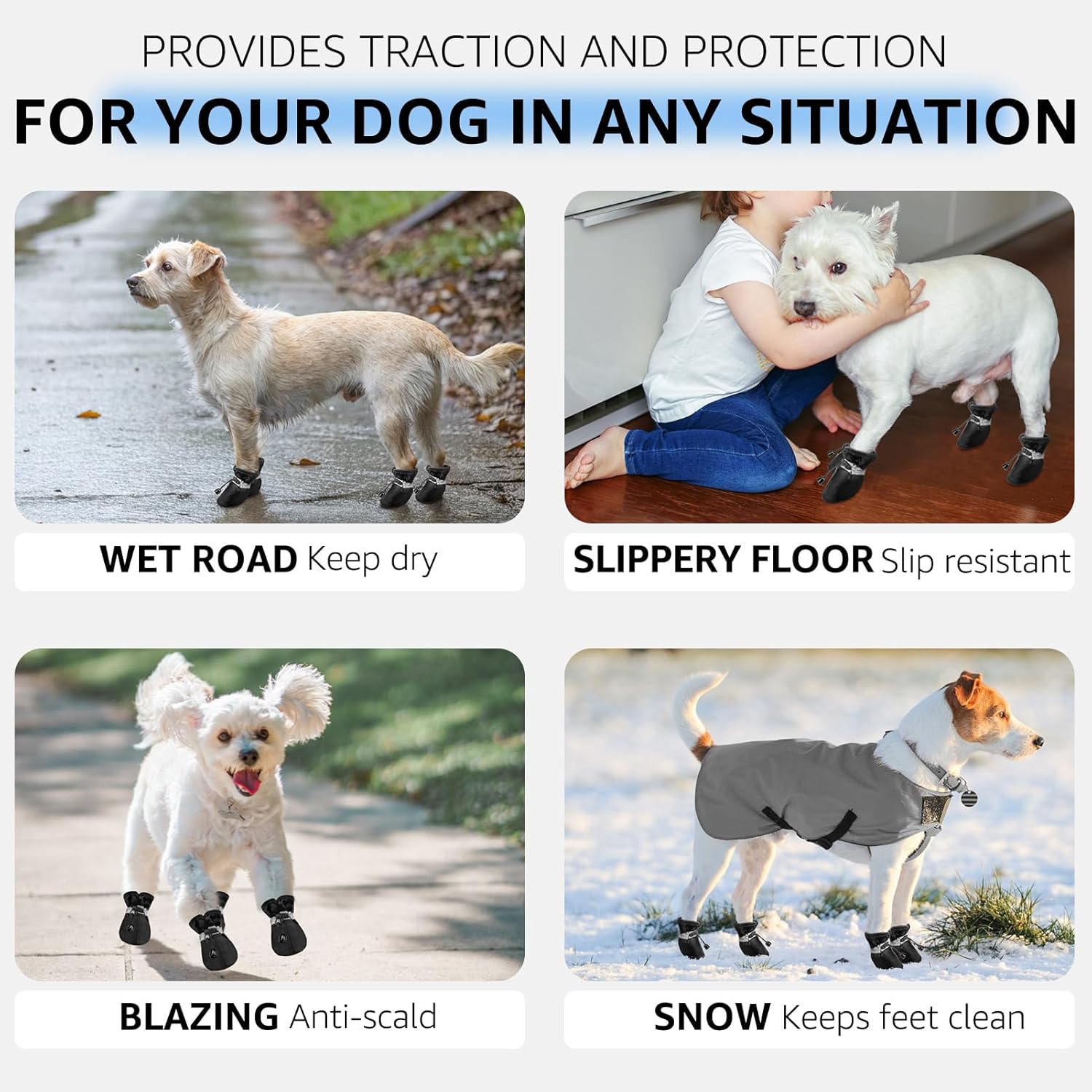 SCENEREAL Dog Shoes for Hot Pavement for Small Medium Dogs Paw Protectors, Summer Heat Boots Resistant Waterproof Soft Outdoor Walking Indoor Hardfloors, Black Size 5 - Image 5