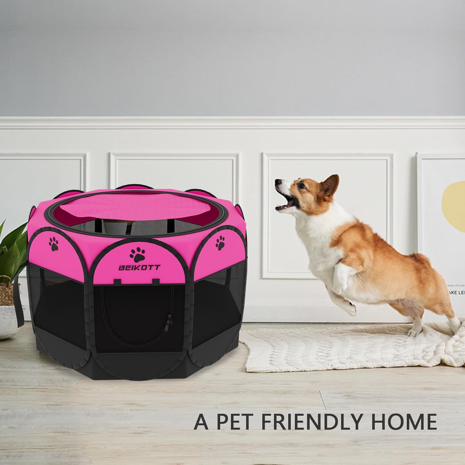 Pet Playpen, Foldable Dog Playpens, Portable Exercise Kennel Tent for Puppies/Dogs/Cats/Rabbits, Dog Play Tent with Removable Mesh Shade Cover for Travel Indoor Outdoor Using(Large) - Image 5