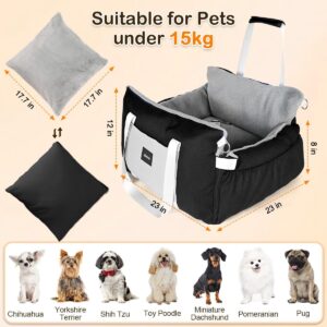 3-in-1 Dog Car Seat & Travel Bed for Small Dogs – Portable Booster Seat with Expandable Rest Area, Soft Padded Cushion, for Front or Back Seat, Indoor & Outdoor Use