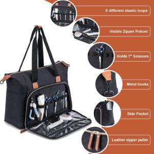 Pet Grooming Bag, Dog Grooming Supplies Organizer Tote Bag for Dog Groomers,-Black