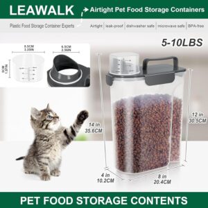 5-7Lbs Cat Dog Storage Container, Portable Pet Food Containers with Upgraded Large Spout and Cup, Small Animal Kibble Dispenser for Bird Seed, Oatmeal, Rice, Flour (1, Dark Gray, 5L)