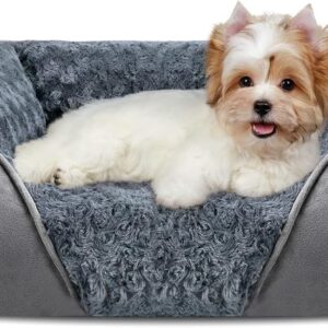 INVENHO Dog Bed for Large Medium Small Dogs, Rectangle Washable Orthopedic Dog Bed, Soft Calming Sleeping Puppy Bed Durable Pet Cuddler with Anti-Slip Bottom S(20"x19"x6")