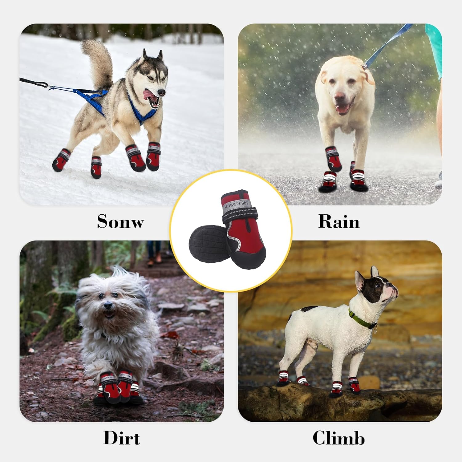 Dog Shoes for Large Dogs, Anti-Slip Waterproof Dog Boots & Paw Protectors with Full Toe Coverage Design, Dog Shoes for Hot Pavement and Winter Snow Hiking with Reflective Straps(red,1# - Image 7